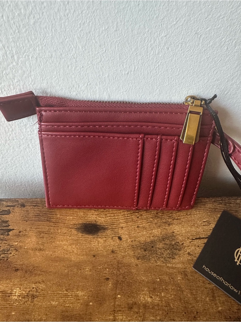 House of Harlow 1960 Red Faux Leather Zip Card Case Wallet Wristlet New With Tag - Picture 4 of 6